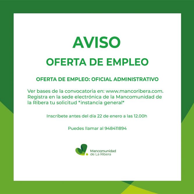 Oferta de empleo: Convocatoria de empleo Oficial Administrativo