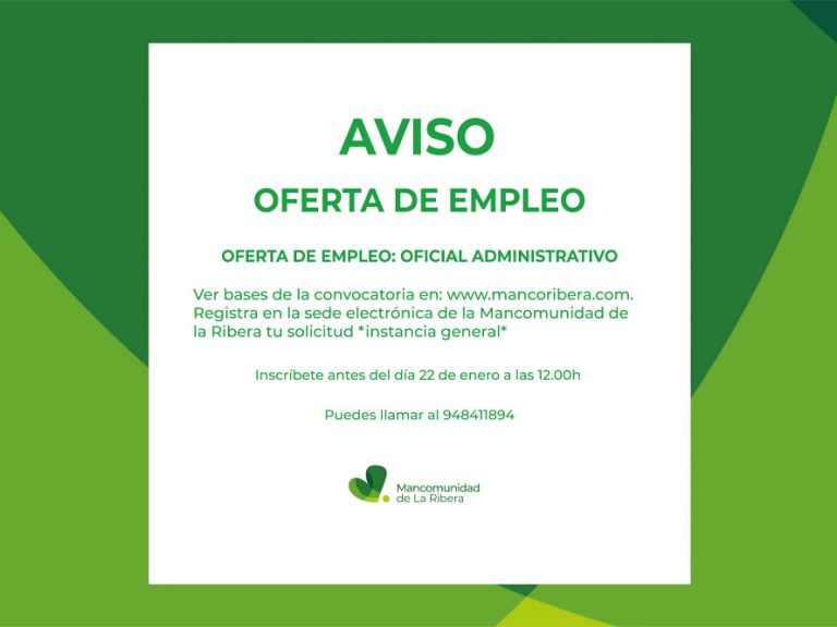Oferta de empleo: Convocatoria de empleo Oficial Administrativo