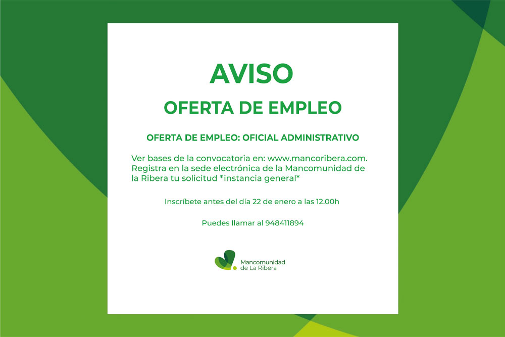 Oferta de empleo: Convocatoria de empleo Oficial Administrativo Oferta de empleo: Convocatoria de empleo Oficial Administrativo